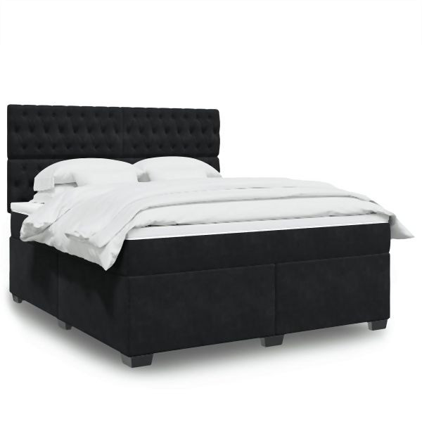 vidaXL Boxspringbett mit Matratze Schwarz 180x200 cm Samt, 3290986