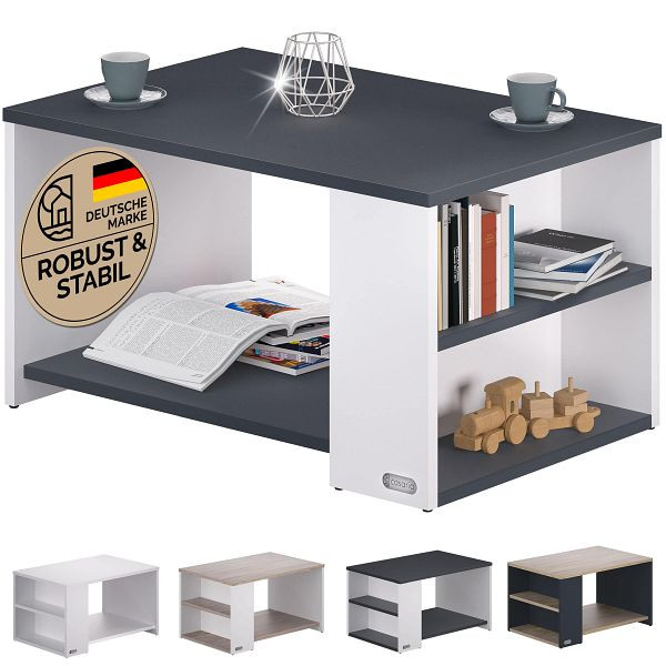 casaria Couchtisch Santa Cruz Weiß/Anthrazit 90x60x50cm, 109572