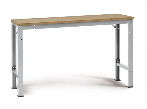 Manuflex Arbeits-Grundtisch UNIVERSAL Spezial mit Multiplexplatte, BxTxH = 2000 x 1200 x 722-1022 mm, Alusilber, AU7135.9006