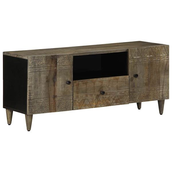 vidaXL TV-Schrank Hellgrau 105x33,5x46 cm Massivholz Mango, 4017806
