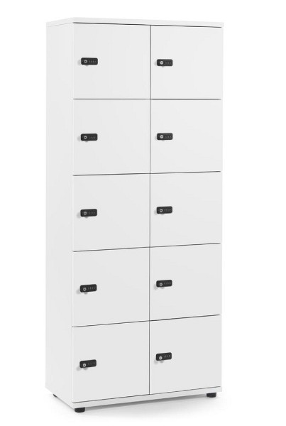 Deskin Schließfachschrank OFFICE-LINE mit 10 Fächern, Weiß, 800 x 420 x 1890 mm, ohne Posteinwurf, 290089