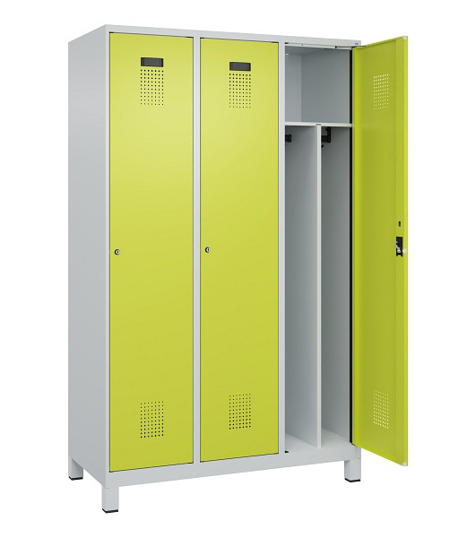 C+P Spind Evolo PLUS, mit Füßen, 3 Abteile, 1950x1200x500mm, 7035/0024, Verschluss Zylinderschloss, 049010-32F S10042