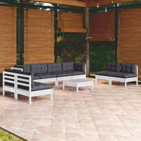 vidaXL 9-tlg. Garten-Lounge-Set mit Kissen Kiefer Massivholz, 3096239