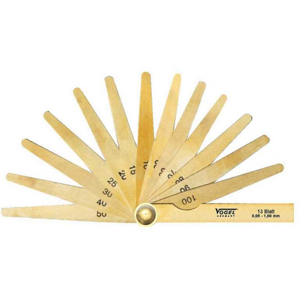 Vogel Germany Fühlerlehren-Satz, messing, 0.05 - 1.00 mm, 13 Blatt, 414105