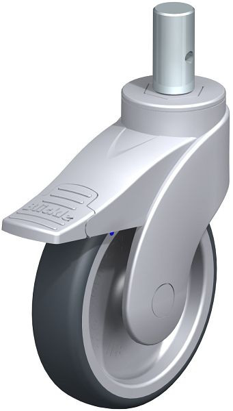 Blickle LWGX-TPA 126G-FI-ZAX55 Kunststoff-Lenkrolle WAVE, rostfrei, mit Zapfen & Feststeller, Thermoplastisches Gummi-Elastomer, Grau, 751709