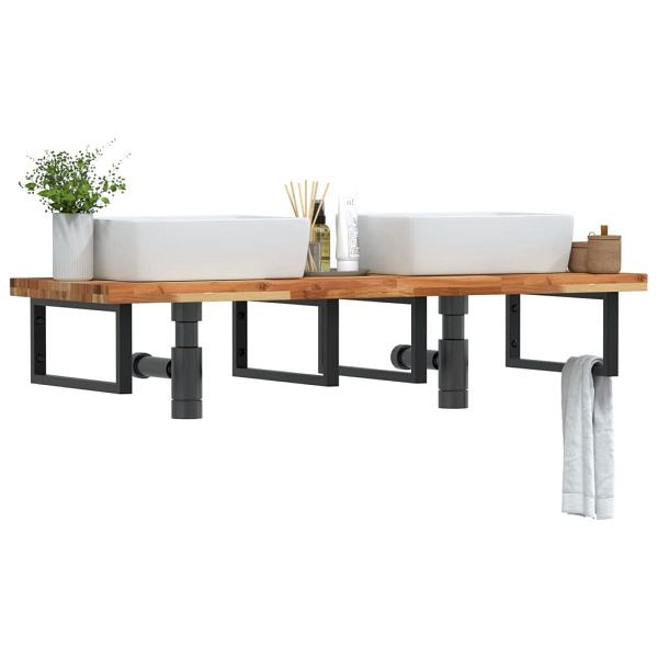 vidaXL Waschbeckenregal Wandmontage Stahl und Akazienholz, 3302861