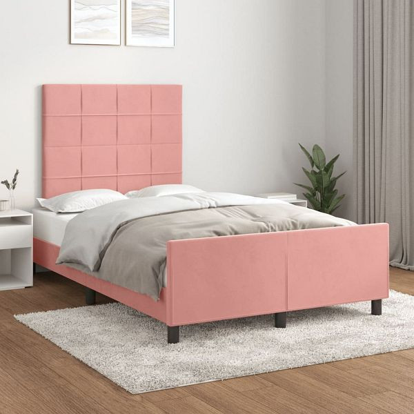 vidaXL Bettgestell mit Kopfteil Rosa 120x190 cm Samt, 3270583