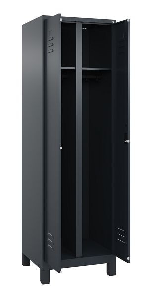 C+P Schwarz-Weiß-Spind Classic PLUS, Füße, 2 Abteile, 1950x600x500mm, 7016/7016, 080012-20 S10027