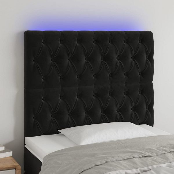 vidaXL LED Kopfteil Schwarz 100x7x118/128 cm Samt, 3122804