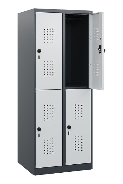 C+P Doppelstöckiger Spind Evolo PLUS, 4 Fächer, 1530x600x500mm, 7016/7035, Drehriegel, 0493005-20 S10017