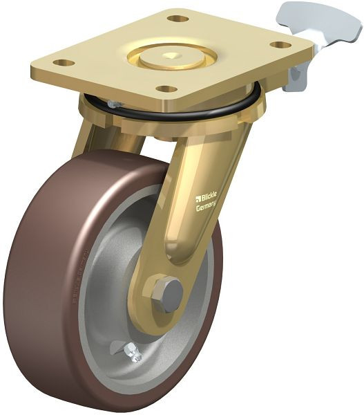 Blickle LS-GB 150K-RI4 Stahlgeschweißte Schwerlast-Lenkrolle, schwere Drehkranz-Ausführung, Blickle Besthane®, Braun, 852585