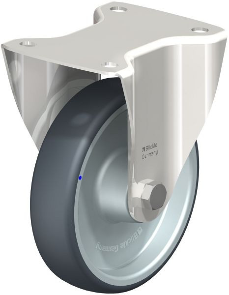 Blickle BX-TPA 160XR Edelstahl-Bockrolle mit Anschraubplatte, Thermoplastisches Gummi-Elastomer, Grau, 754288