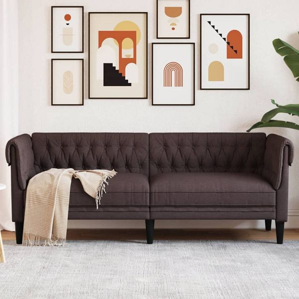 vidaXL Chesterfield-Sofa 3-Sitzer Dunkelbraun Stoff, 372559