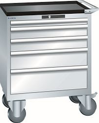 LISTA Schubladenschrank mobil 36x27E (BxTxH) 717x572x962mm KEY Lock, Lichtgrau, 5 Schubladen, Fronthöhen: 50 - 200 mm, 78.604.020