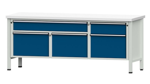 ANKE Werkbänke Kastenwerkbank, Modell 280 V, 2000 x 700 x 840 mm, RAL 7035/5010, KSP 40 mm, 304.504