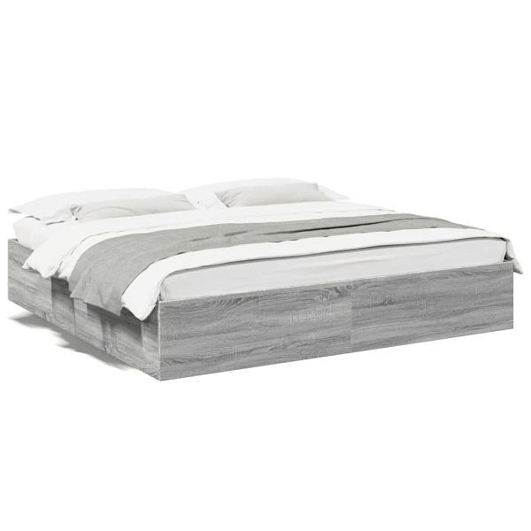vidaXL Bettgestell Grau Sonoma 200x200 cm Holzwerkstoff, 3280991