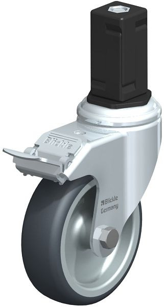 Blickle LKRA-TPA 101G-11-FI-EV15 Apparate-Lenkrolle mit Expander & Feststeller, Thermoplastisches Gummi-Elastomer, Grau, 847866