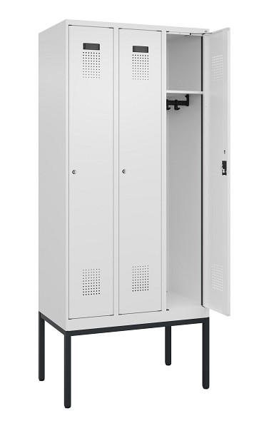 C+P Spind Evolo PLUS, Gestell, 3 Abteile, 2120x900x500mm, 9016/9016, Verschluss Zylinderschloss, Ablageböden 3, 0490307-30 S10047