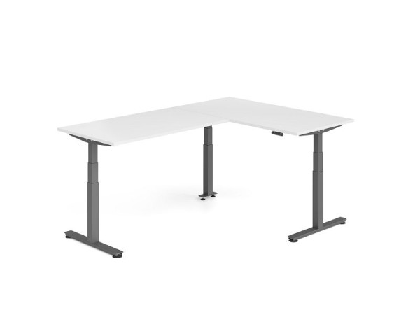 Hammerbacher Sitz-Steh-Winkeltisch 240x160cm Weiß/Graphit, VXDSMW1616/W/G