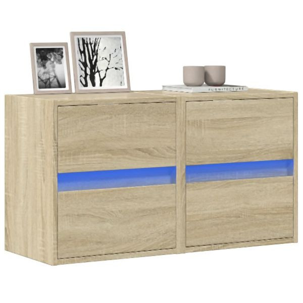 vidaXL TV-Wandschränke mit LED-Beleuchtung 2 Stk. Sonoma 41x31x45 cm, 852276