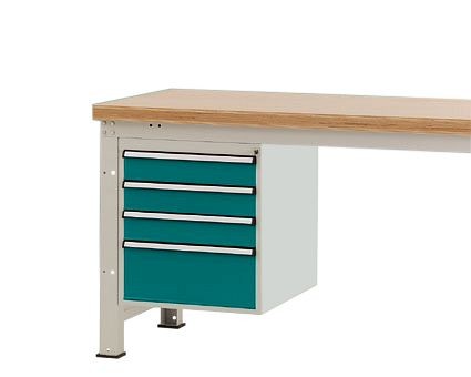 Manuflex Gehäuse-Unterbau PROFI, Nutzhöhe 500 mm mit 4 Schubfächern, für Werkbanktiefe 700 mm, Wasserblau, ZB4831.5021