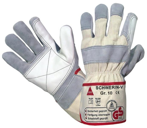 Hase Safety SCHWERIN - V, 5-Fg.-Sicherheitshandschuhe aus Spaltleder, Größe: 10, VE: 12 Paar, 212170-10
