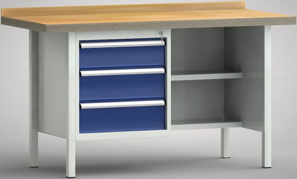 KLW Profi-Werkbank - 1500 x 700 x 905 mm L x T x H (ERGO-Version), links 150EA/2x175EA, WP138E-1500M45-E1630