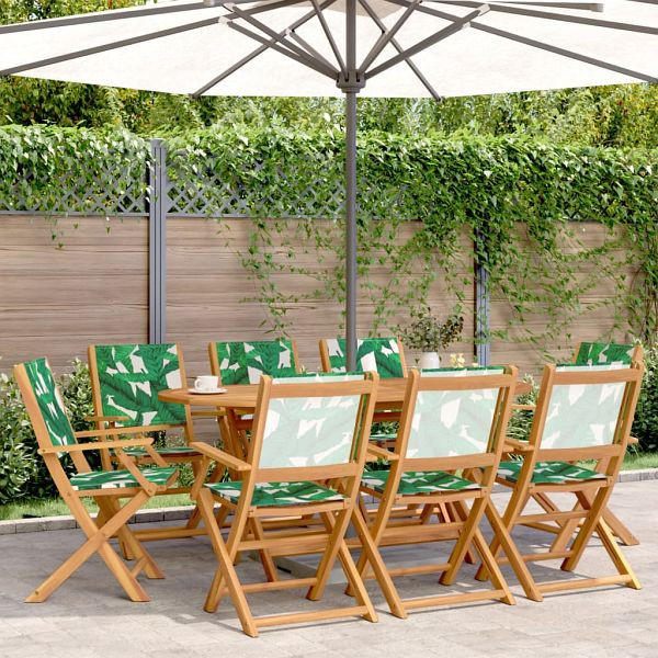 vidaXL Gartenstühle 8 Stück Klappbar Grün Stoff und Massivholz, 3214588