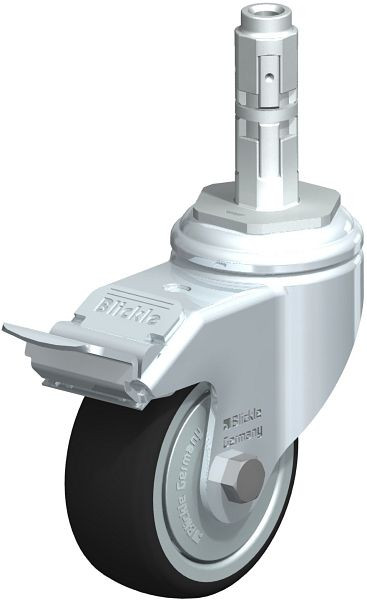 Blickle LKRA-PATH 80K-11-FI-FK-E12 Apparate-Lenkrolle mit Expander & Feststeller, Thermoplastisches Polyurethan, Grau, 848720