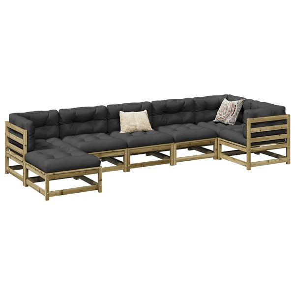vidaXL 7-teilig Garten-Sofagarnitur Kiefernholz Imprägniert, 3299544