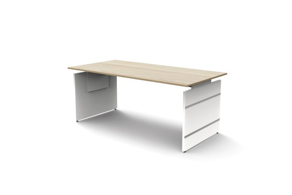 Kerkmann Höhenverstellbarer Wangenschreibtisch B 1800 x T 800 H 680-760 mm, Form 4, Ahorn, 11464150