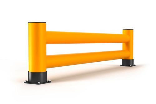 Ampere Regalendschutz aus Kunststoff, Doppelplanke, B 1200 mm, gelb/schwarz, 304881