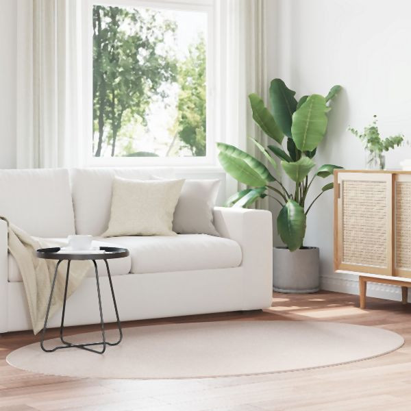 vidaXL Teppiche Sand Polyester 140 x 200 cm Langlebig Teppich Oval, 4103631