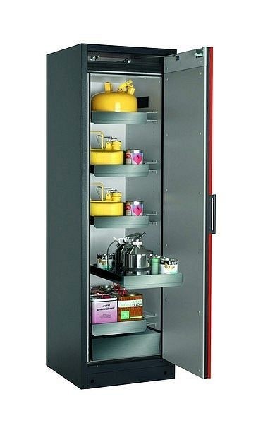 asecos Sicherheitsschrank Q-PEGASUS-90, Q90.195.060.WDACR in verkehrsrot RAL 3020 mit 4x Auszugswanne Standard (Edelstahl), 30075-046-33428