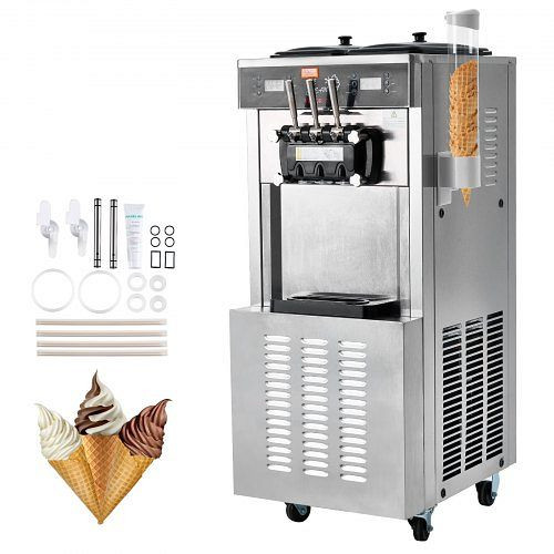 VEVOR Kommerzielle Eismaschine, 34–44 L/h Leistung, 1850 W, Freistehend mit 3 Geschmacksrichtungen, 2 x 9 L Edelstahlbehälter, LED, ZLSRBQLJCMYSJ74FPV2