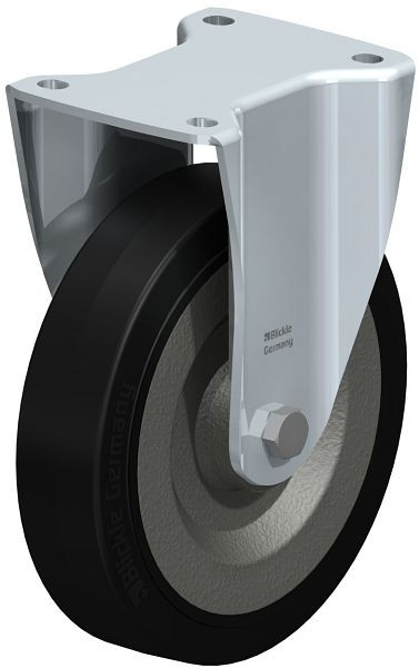Blickle BH-SE 200K Stahlblech-Bockrolle, Schwerlast-Ausführung, mit Anschraubplatte, Elastik-Vollgummi, Schwarz, 3673