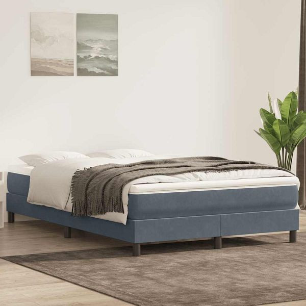 vidaXL Boxspringbett mit Matratze Dunkelgrau 160x210 cm Samt, 3315928
