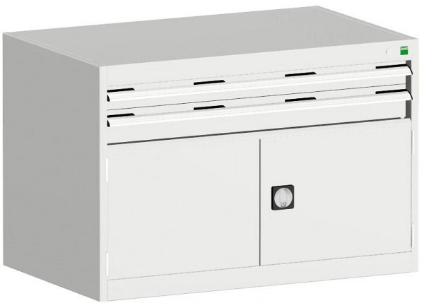 bott cubio Schubladenschrank bestückt mit 2 Schubladen, Tür BxTxH: 1050 x 750 x 700 mm, RAL 7035, 40029095.16V