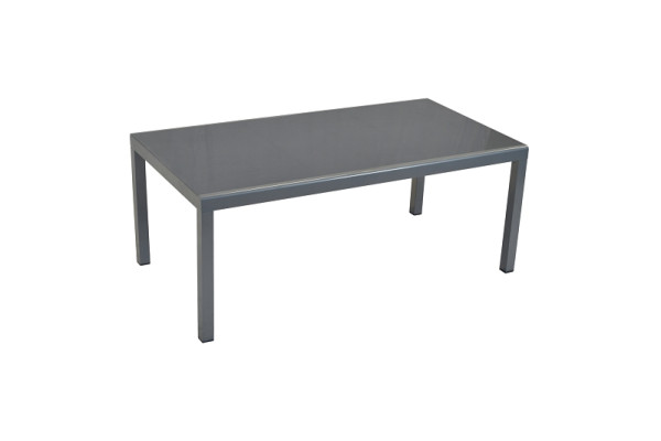 Merxx Tisch 190 x 100 cm, Halbrundprofil, silbernes Gestell/graue Glasplatte, Alumiuniumgestell, 26422-219