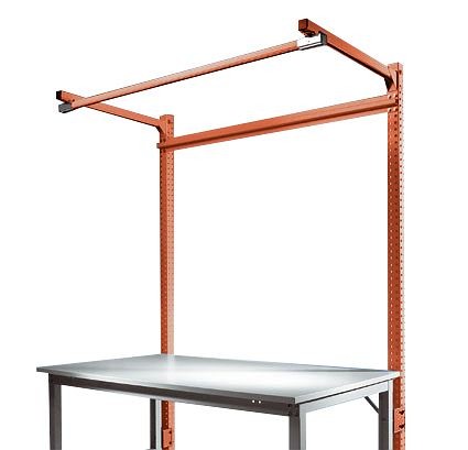 Manuflex Anbau-Aufbauportal mit Ausleger für UNIVERSAL + PROFI Spezial Anbautische, Nutzhöhe 1500 mm, Rotorange, ZB3844.2001