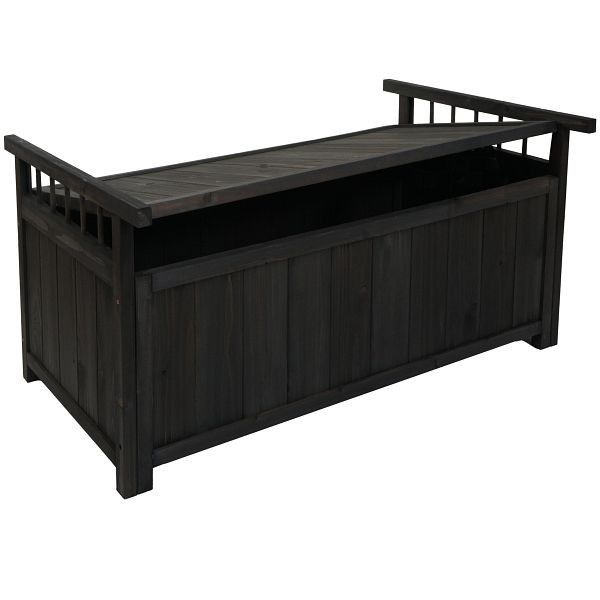 Mendler Aufbewahrungstruhe HWC-O13, Gartentruhe Auflagenbox Truhe, Tanne Holz FSC® 53x108x60cm, anthrazit, 110643