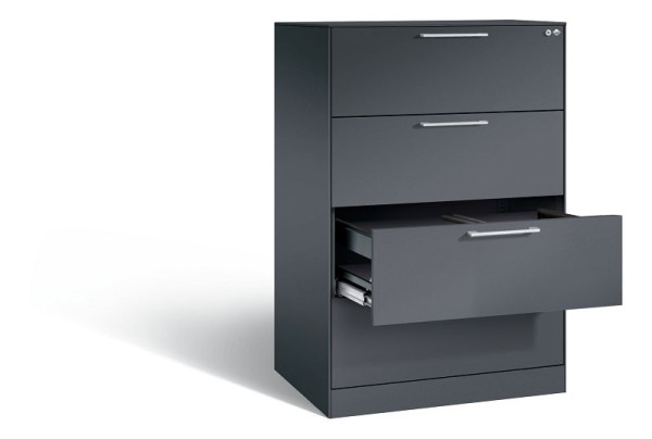 C+P Hängeregistraturschrank Asisto, H1310xB800xT600mm, Farbe: Schwarzgrau, Bügelgriff, 146223-412 S10071
