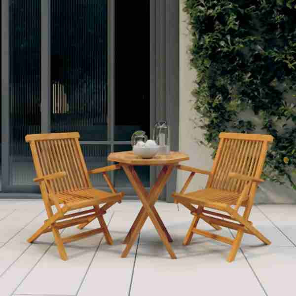 vidaXL 3-tlg. Garten-Essgruppe Massivholz Teak, 3087191