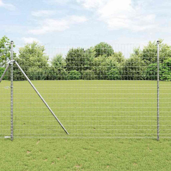 vidaXL Zaun mit Pfosten Silber 1.5 x 10 m Stahl, 3350465