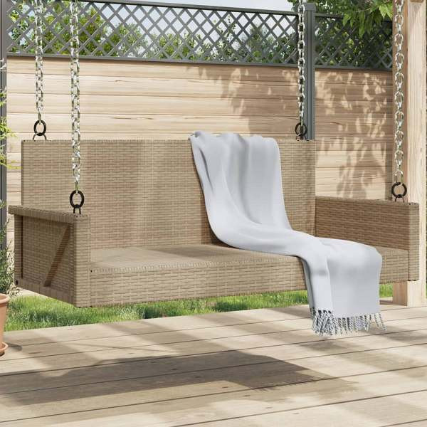 vidaXL Hängebank Beige 119x56x48 cm Poly Rattan, UV-beständig, 365628