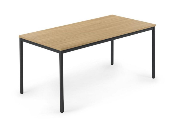 Deskin Konferenztisch PROFI MODUL, Platte Eiche hell, Gestell Schwarz RAL 9005, B 1200 x T 600 x H 728 mm, 359421