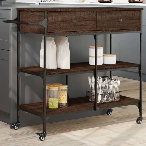 vidaXL Küchenwagen Braun Eichen-Optik 105x42x95 cm Holzwerkstoff, 842380