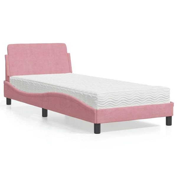 vidaXL Bett mit Matratze Rosa 80x200 cm Samt, 3208296, 8721012347793