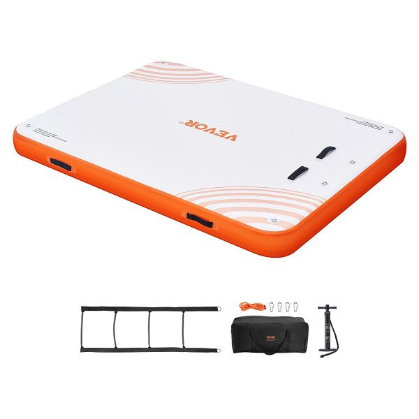 VEVOR Aufblasbares Schwimmdock, 3,04 x 2,43 m, rutschfest mit Tragetasche und abnehmbarer Leiter, Plattform-Inselfloß für Pool, Strand, CQFT10X8FTBJISUUFV0