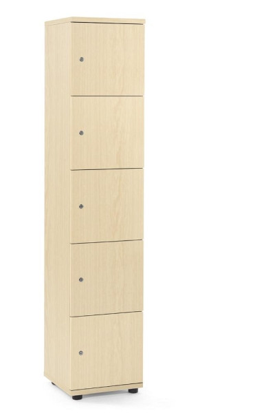 Deskin Schließfachschrank OFFICE-LINE mit 5 Fächern, Korpus und Türen Dekor Ahorn, H 1890 x B 400 x T 420 mm, Zylinderschlösser, 290007